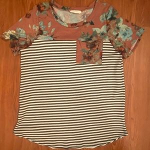 Entro Floral Striped Top